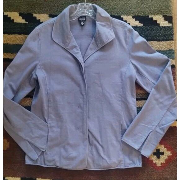 Eileen Fisher Vintage 100% Cotton Knit Pocketed Purple -Blue Jacket Women's M - Picture 2 of 13